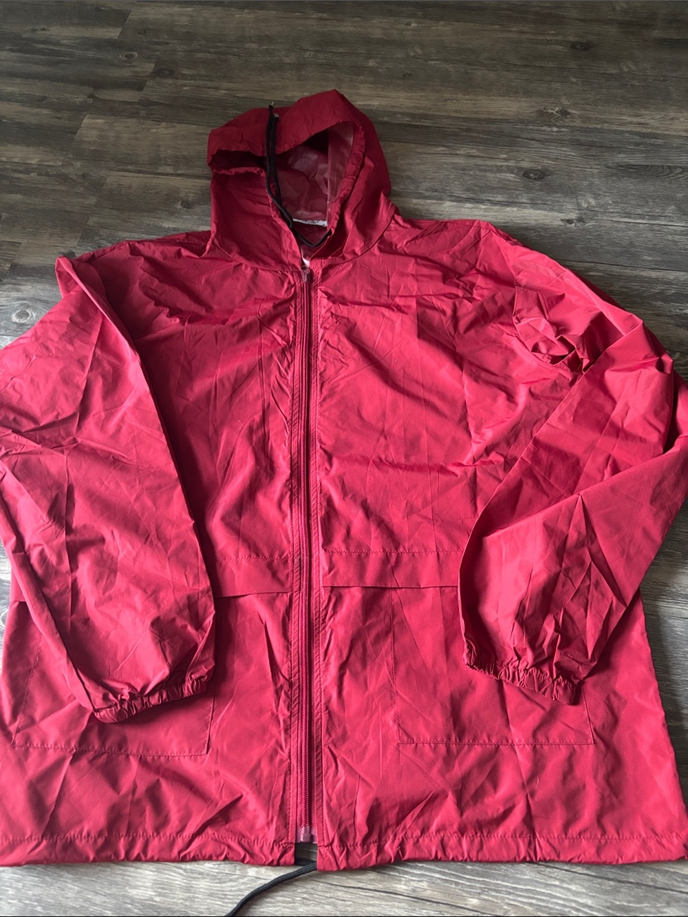 Men's Hooded Red Windbreaker Jacket - Lightweight Outdoor Layer